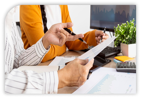Man working with computer side view